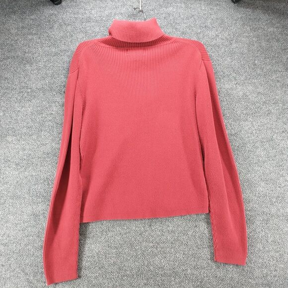 Icelandic Design Women's Sweater Red Medium Cotton Knit Turtleneck Pullover - Picture 3 of 12